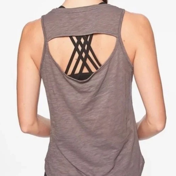 Athleta Organic Daily Cowl Tank Grey - Picture 2 of 8